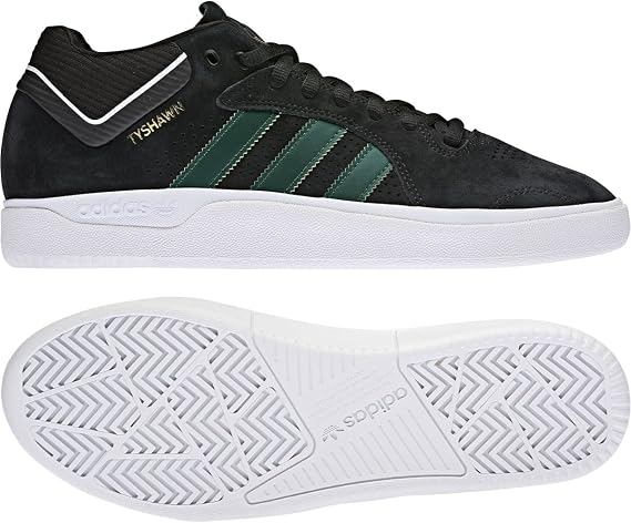 adidas mens Tyshawn Skateboarding Shoes, Core Black-collegiate Green-white, 13