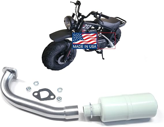 Exhaust With Muffler for: Mega Moto 212cc Pro, RB200, RT200, Coleman B200C, Monster Moto Classic 212cc, Mega Moto MM-B212-MXS Gas Powered Mini Bike.