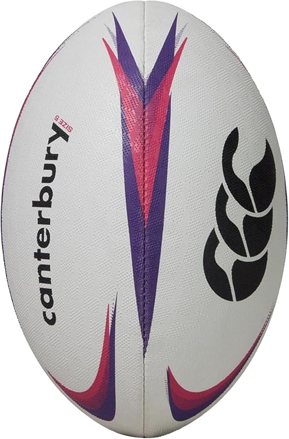 Canterbury Mentre Rugby Ball- White/Purple -DS, 5