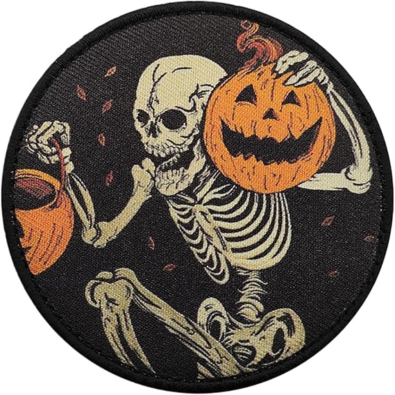 Pumpkin Embroidered Patch Halloween Pumpkin Skeleton Embroidered Patch