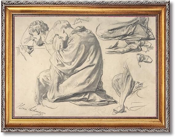 Classical Figure Study Black Framed Wall Art, Vintage Sketch Print