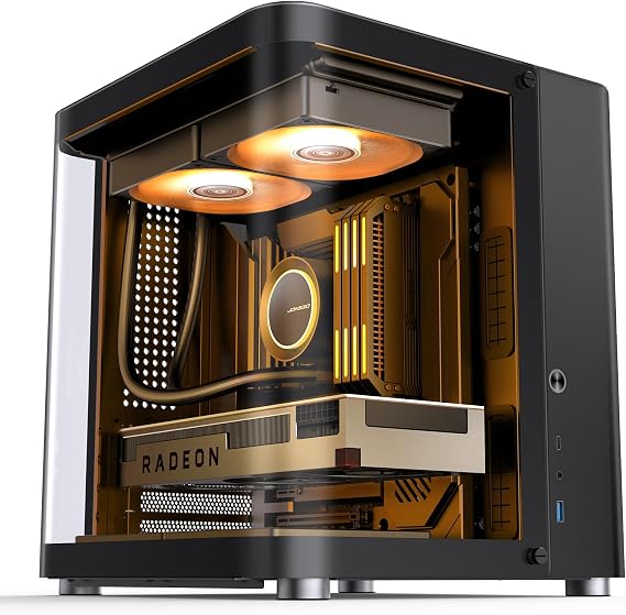 JONSBO TK-1 Black Micro ATX Mini Tower Computer Case, Double Curved Glass Design, Separate Cabinet Structure, Al-Alloy Shell Matx Desktop PC Case, Support ATX Power/240 AIO Black