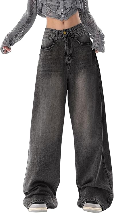 Women Baggy Jeans High Waisted Loose Fit Vintage Oversized Wide Leg Long Denim Pants Trousers