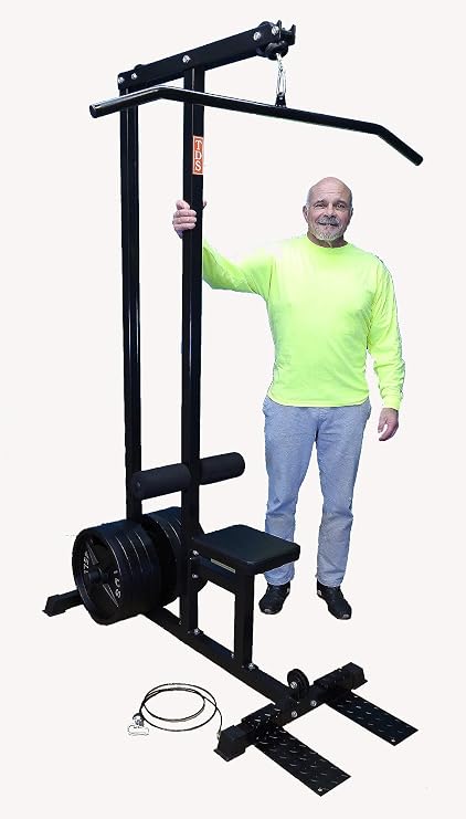 TDS 600lb Rated LAT/Row Machine for Standard Plates with Deluxe seat, Covered Foam Knee Holders