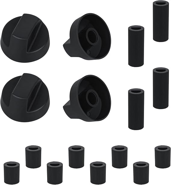 4 Pack Control Knobs Replacement with 12 Adapters for Stove Oven Range(Black)