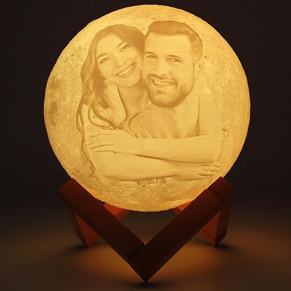 Custom Moon Lamp, Personalized Night Light with 3D Print Your Own Photo Text, 16 Colors USB Charging Night Lamp for Bedroom Kids, Birthday, Mother's Day, Christmas, Valentine's Day, Anniversar Gifts