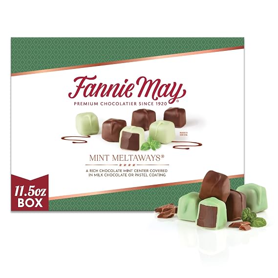 Fannie May Mint Meltaways Milk Chocolate Candy Gift Box, 11.5 oz