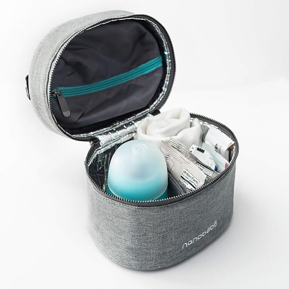 Nanobebe Breastmilk Baby Bottle Deluxe Cooler & Travel Bag with Ice Pack Teal 3pk