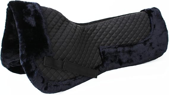 CHALLENGER Horse English Quilted Half Saddle Pad Correction Wither Relief Faux Fur Non Slip Dressage and Show Jumping 12218