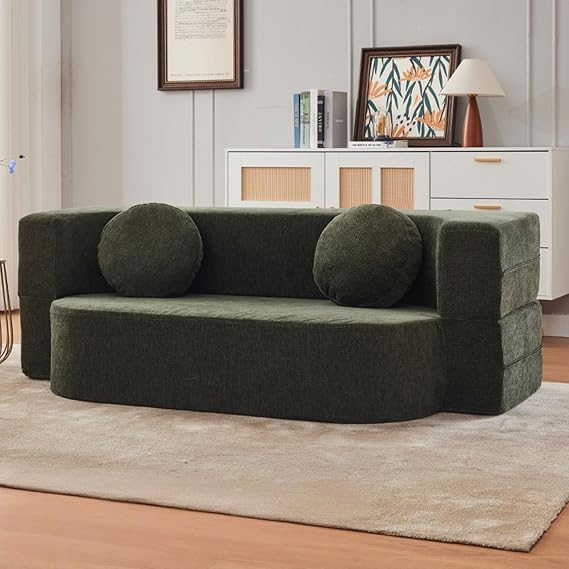 Foldable Compression sofa cama, modular couch, Woven fabric, sectional couches for living room, small couches for small spaces, love seat sleeper bed - Compression Sofa in Box green 200cm/78.7in