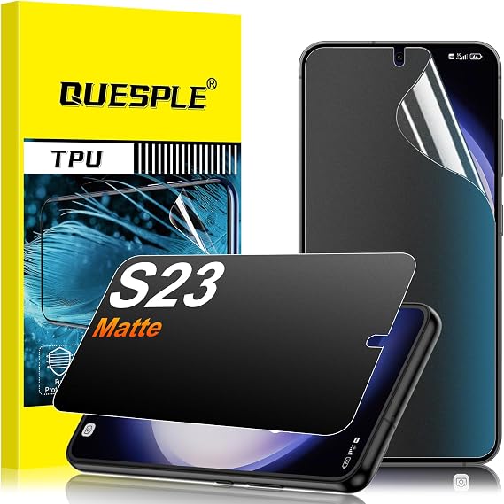 2 Pack for Samsung Galaxy S23 Anti-Glare Matte Privacy Screen Protector, Smooth and Responsive Touch Flexible EPU Film, [Support Fingerprint Unlock] [Self-Healing] [Not Glass]