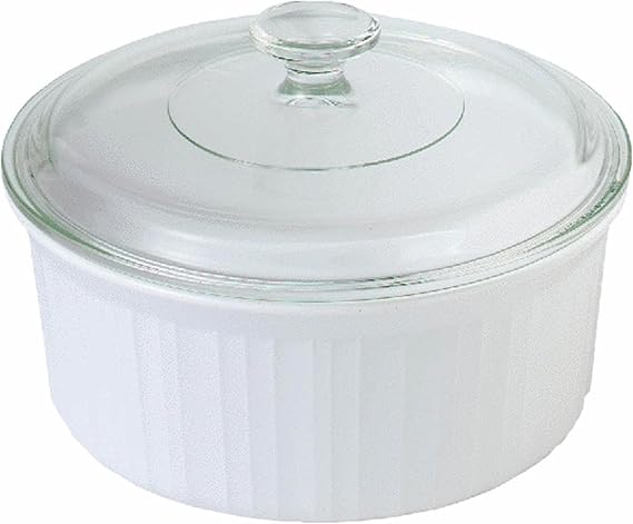 CorningWare French White 1-1/2-Quart Covered Round Dish with Glass Lid