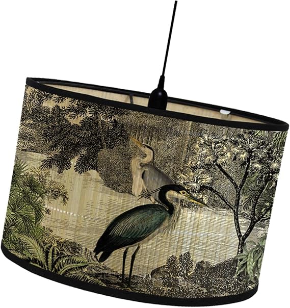 Drum Print Lamp Shade Chandelier Lamp Cover for E26/E27 Lampholder Retro Spider Decorative Bamboo Lampshade Cover for Floor Table Hanging, Style A