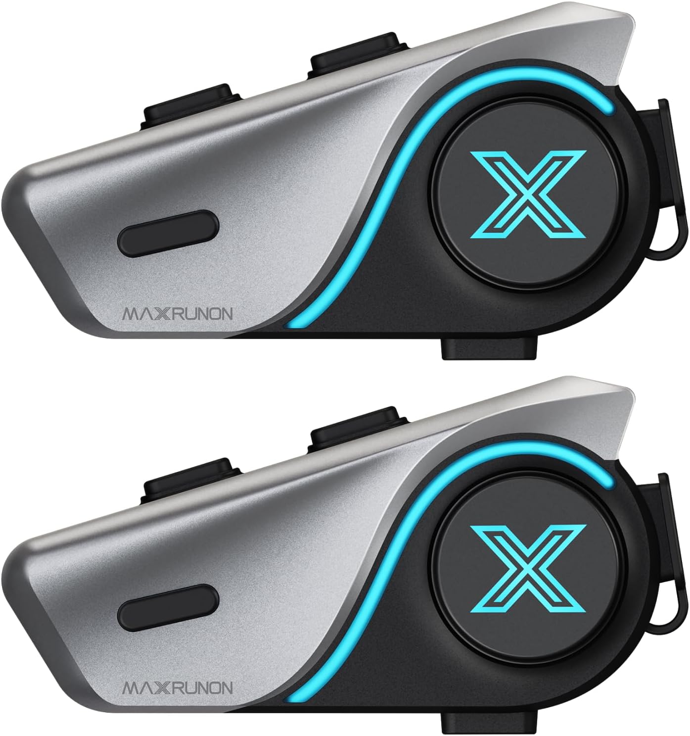 Helmet Bluetooth Headset with Audio Multitasking, 2 Riders Motorcycle Intercom, Bluetooth 5.3 Helmet Communication System with Universal Pairing/FM/1000 mAh Batterie, Double Pack-DP