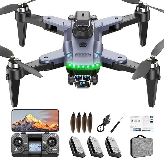 S166 Drone with Camera 4K for Adults, Professional GPS Drone with Auto Return, 4-Way Obstacle Avoidance, Follow Me, 60 Mins Flight Time (3 Batteries), Foldable RC Quadcopter with Case(Standard)
