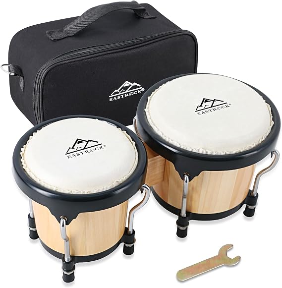 EastRock Bongo Drum 4 and 5 Set for Adults Beginners Professionals Tunable Wood and Metal Drum Percussion Instruments With Tuning Wrench