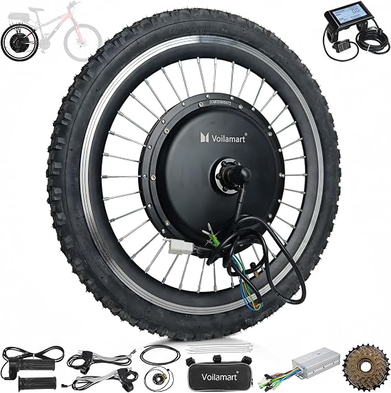 Voilamart 20IN 406 Ebike Conversion Kit 48V 1000W Electric Bicycle Hub Motor Wheel with Intelligent Controller and PAS 750W Restricted E Folding Bike Kit (135mm Rear Hub Motor Wheel with LCD)