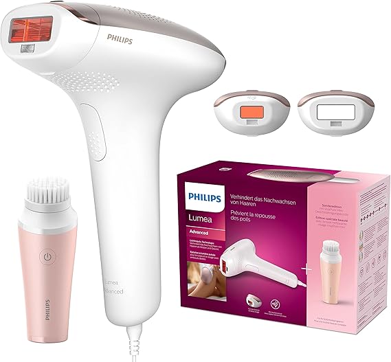 Philips Lumea Advanced IPL Hair Removal Device with 2 Attachments for Face and Body with VisaPure Mini Facial Cleansing Brush - BRI922/00