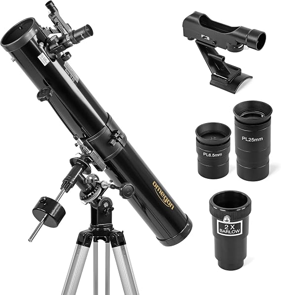 Omegon Telescope N 76/900 EQ-2 Newton Mirror Telescope Precise EQ-2 Mount for Moon and Planets Includes Extensive Accessories Also Suitable for Beginners and Hobby Astronomers