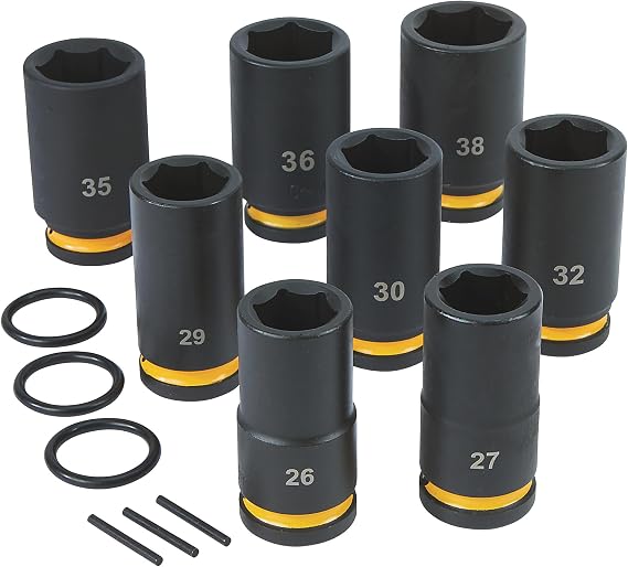 Klutch 3/4in.-Drive Deep Impact Socket Set, 8 Pcs., Metric, Chrome Molybdenum