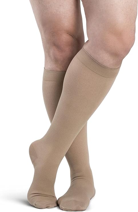 DYNAVEN Opaque Men's Closed Toe Knee-High Stockings 20-30mmHg