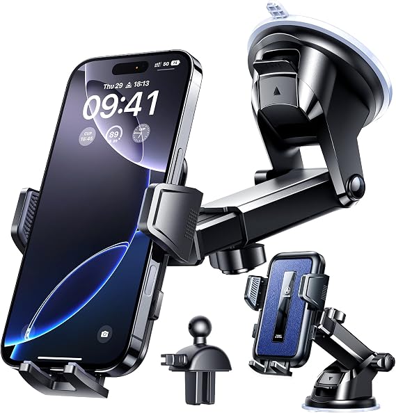 VANMASS 2025 True Upgraded Car Phone Holder, [85+ LBS Strongest Suction] Patent Safety Cell Phone Mount Windshield Dashboard Vent Truck Stand for iPhone 17 Pro Max 16 15 14 13 Android, Matt Blue