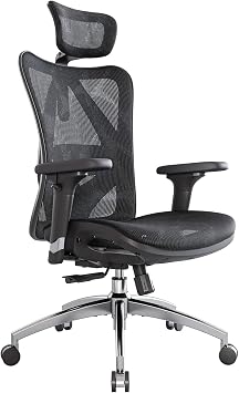 SIHOO M57 Ergonomic Mesh Office Chair, High Back Home Desk Chair with 3D Armrests, Lumbar Support and Adjustable Headrest, Comfortable Computer Chair, Big &amp;amp;amp;amp;amp; Tall Office Chair Hold 330 LBS-Black