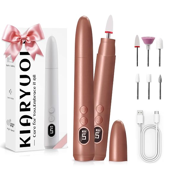 Cordless Rechargeable Nail Drill Kit, 5 Speed LED (Gold)