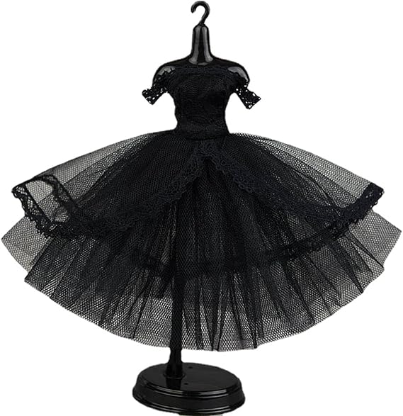 Solid Black Fashion Tutu Ballet Dress for 11.5" Doll Clothes Outfits 1/6 Dolls Accessories 3-Layer Skirt Ball Party Gown (Solid Black)