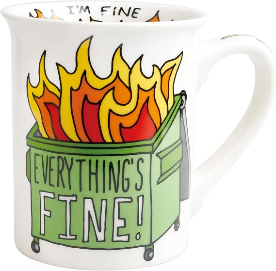 Enesco Our Name is Mud Dumpster Fire Burn Bright Coffee Mug, 16 Ounce, Multicolor