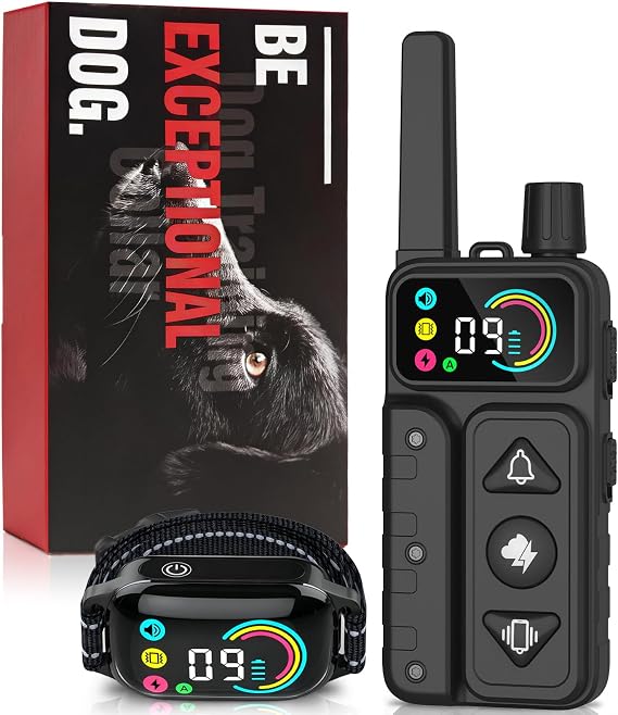2-in-1 Dog Bark Collar & Shock Collar, IPX7 Waterproof E Collars with AI Anti-Bark/Beep/Vibration/Shock/no Shock for Small Medium Large Dog(5-120Lbs), Dog Training Collar with 3300FT Remote(Black)