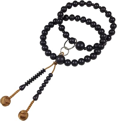 UMT Men Jodo Shu juzu natural ebony buddhist prayer beads pure land buddhism beads honnenju golden brown woven balls