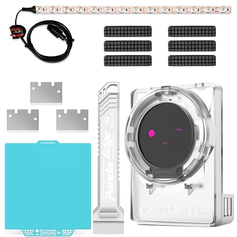 BIGTREETECH Panda Knomi + Plastic Shell + BIQU CryoGrip Pro Glacier Build Plate + Panda Lux LED Light Strip+ Panda Brush A1+ Panda Edge Scraper, for Bambu-Lab A1 Only