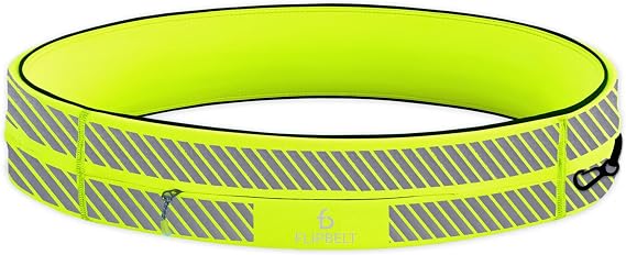 FlipBelt Classic Running Belt, Running Fanny Pack for Women and Men, Non Chafing Waist Band Pack for Phone, Moisture Wicking Storage Belt, USA Company