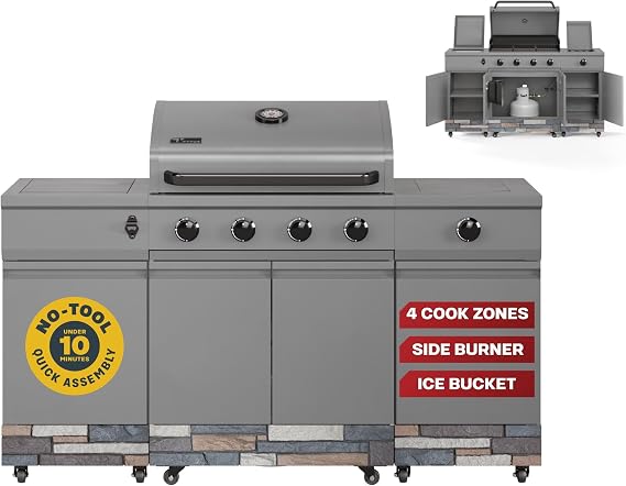 Tytus Fresno 66" 5-Burner Propane or Nat Gas Island Grill, 60K Total BTUs