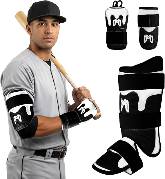 MediCaptain TripleGuard Complete Baseball Protection Kit for Hitters | Hand, Elbow & Leg Guards | Pro-Level Comfort, Breathable Mesh, Impact-Deflecting Design