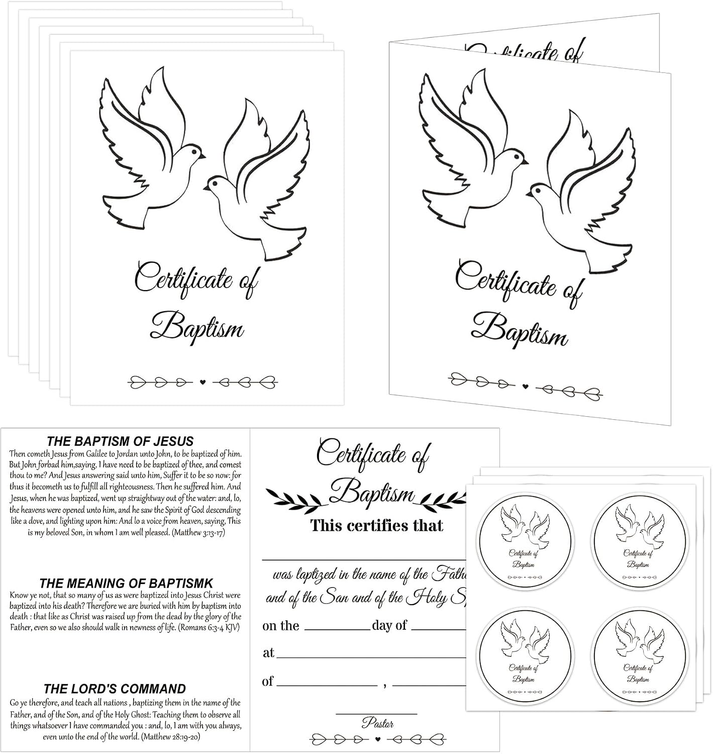 10 Pack Baptism Certificates for Church with Envelopes 8 x 10 Inch Certificate of Baptism Baptismal Certificates for Baby Baptismal Award Christening Recognition Gifts Baby Dedication Cards
