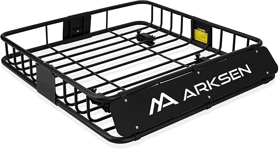 ARKSEN 43 x 39 x 6 inch Heavy Duty Roof Rack Cargo Carrier with Extension, Universal Steel Roof Basket, 150 LBS Capacity Car Top Luggage Holder for SUV, Truck, RV, Pickup