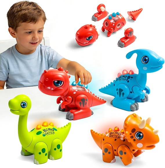 Dinosaur Assembly Toy,Easy Take Apart Dinosaur Building Set with Lights & Music,STEM Learning Educational Toy,Perfect ChristmasBirthday Gift for Boys & Girls