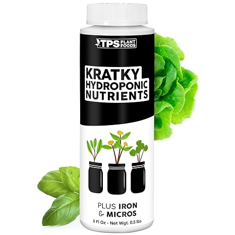 Kratky Hydroponic Fertilizer, Liquid Plant Food for Strong Growth, 8 oz | Supports Passive Growing, Stable Reservoir Formula, For Lettuce, Herbs & Greens, Easy Mix Ratio, Liquid Concentrate
