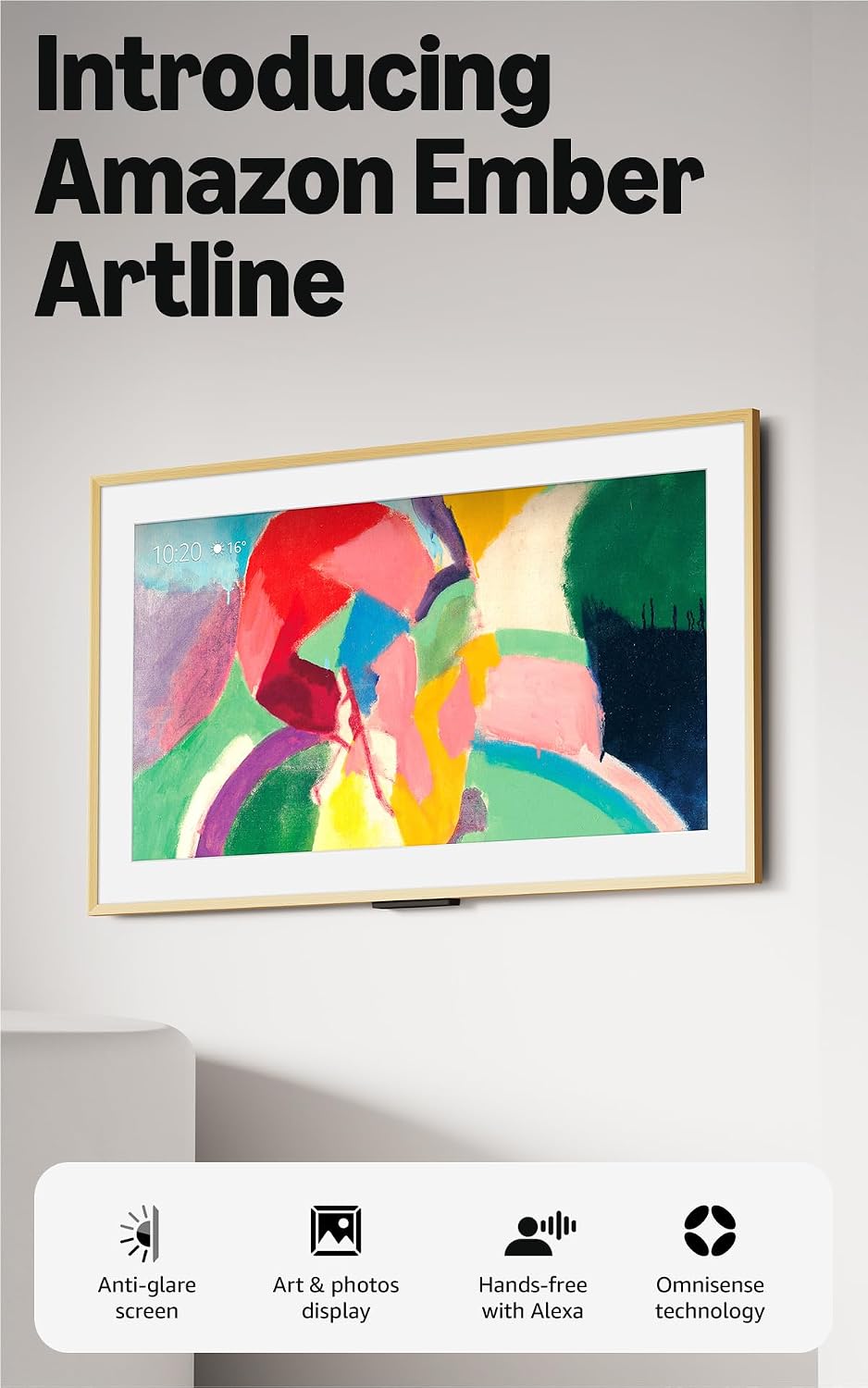 Amazon Ember Artline 55" with Fire TV (newest gen), 4K Ultra HD QLED smart TV and art display, customised frames, HDR10+, hands-free with Alexa - Ash