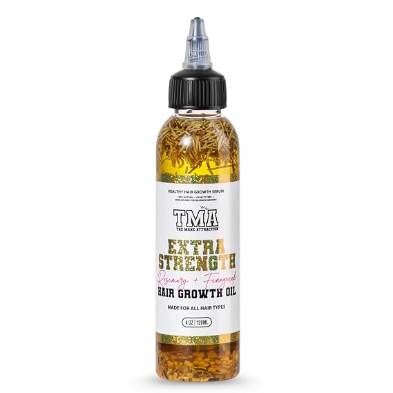 The Mane Attraction Extra-Strength Herbal Hair Growth Oil, 4 Fl Oz | Rosemary & Fenugreek Blend, Castor & Vitamin E Infusion, Scalp-nourishing for All Hair Types