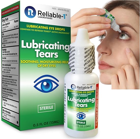 Reliable-1 Laboratories Lubricant Eye Drops (Dry Relief) Fresh Tears for Allergies, Contacts & Screen Fatigue