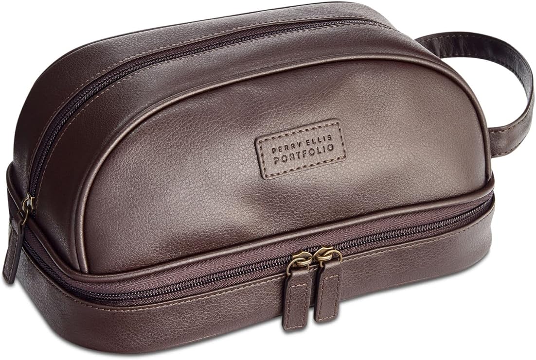 Perry Ellis Portfolio Men's Pebble Travel Kit, Brn, One Size