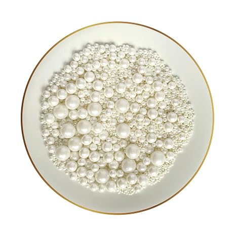 Miss Bakery's House Edible Sugar Pearls - White - 120g - Sugar Beads for Cake Decorating Desserts Cupcakes - Sprinkle Mix - Scatter Decor Mother of Pearl