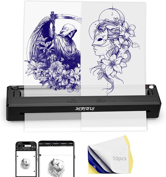 Tattoo Stencil Printer, Portable Thermal Tattoo Printer-Fits A4-A8 Width