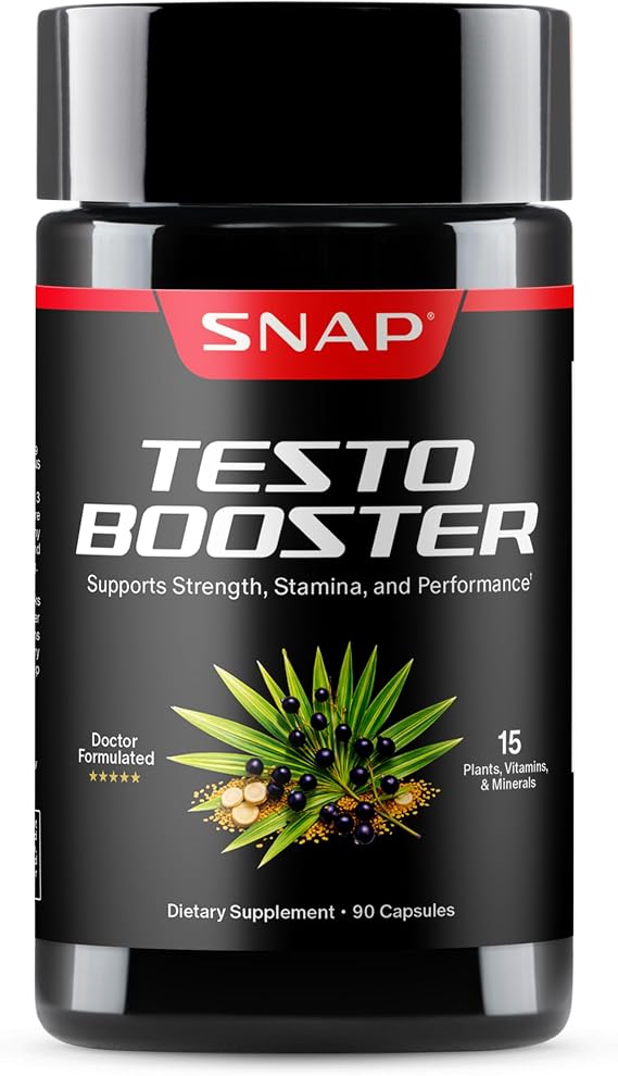 Snap Supplements Testosterone Booster for Men with Tongkat Ali, 90 Capsules