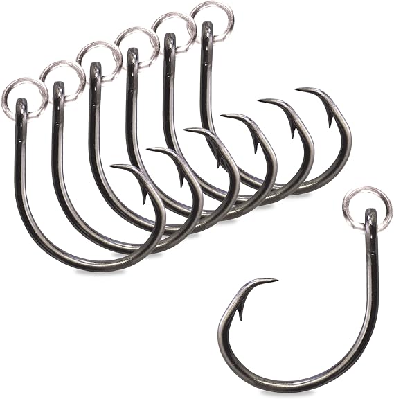 Mustad Ringed Demon Offset Circle 4X Strong - Designed to Perform Flawlessly Featuring Kirbed Hook -Black Nickel