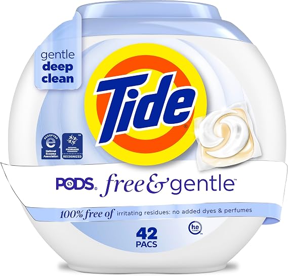 Tide, Pods Free and Gentle Laundry Detergent Soap Pacs, Tide Pods Laundry Detergent, 42 Count
