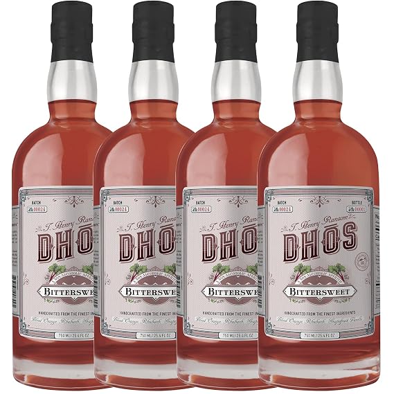 Dhos Handcrafted Non-Alcoholic Bittersweet Aperitif - Keto-Friendly, Zero Sugar, Zero Calories, Zero Proof - 750 ML - Perfect for Mocktails Flavors of Rhubarb & Bitter Herbs - Made in USA, Aperol Spritz